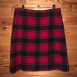 Talbots Red and Black Plaid Skirt 8